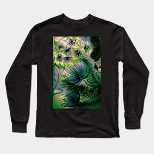 tropical triffids palms ferns , pastel flowers art print Long Sleeve T-Shirt